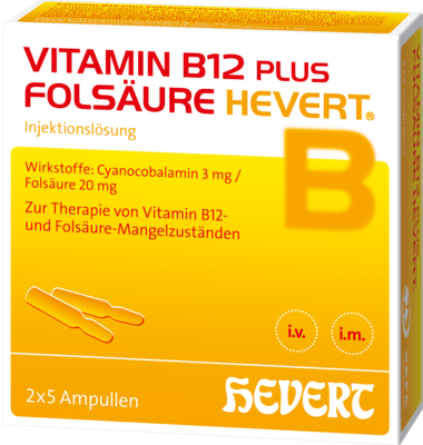 VITAMIN B12 PLUS Folsäure Hevert a 2 ml Ampullen