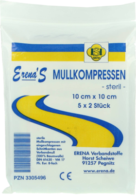 ERENA Mullkompr.10x10 cm steril 8fach